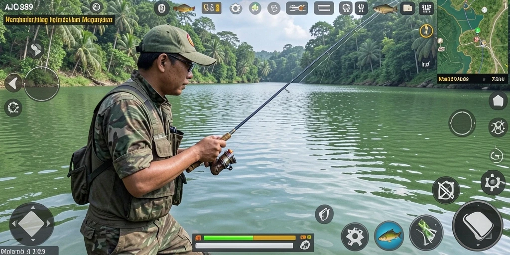 Tampilan gameplay AJO89 yang menampilkan keseruan memancing.