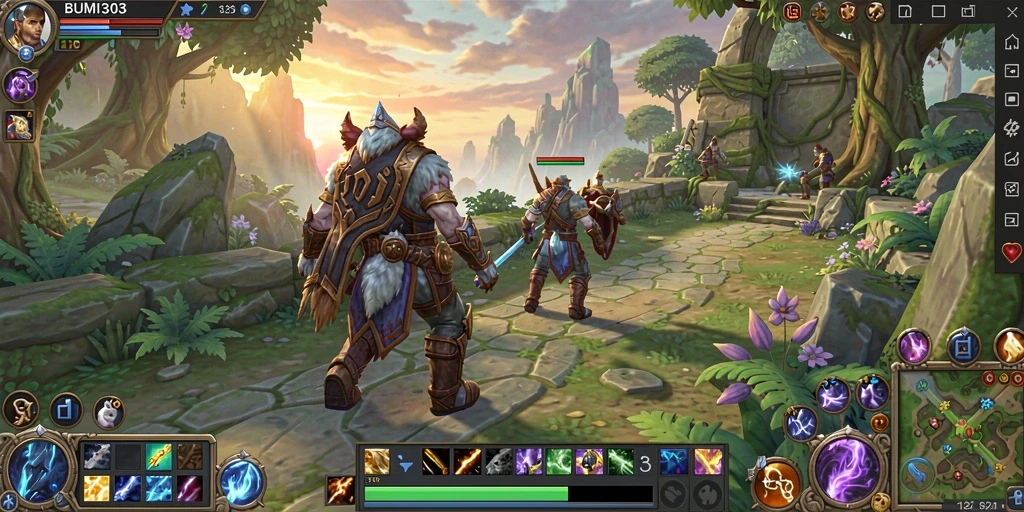 Tampilan gameplay menakjubkan di dunia <strong>BUMI303</strong> yang luas.