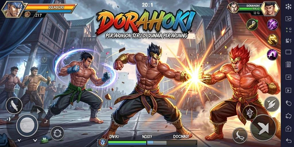 Screenshot DORAHOKI menampilkan aksi pertarungan yang mendebarkan.