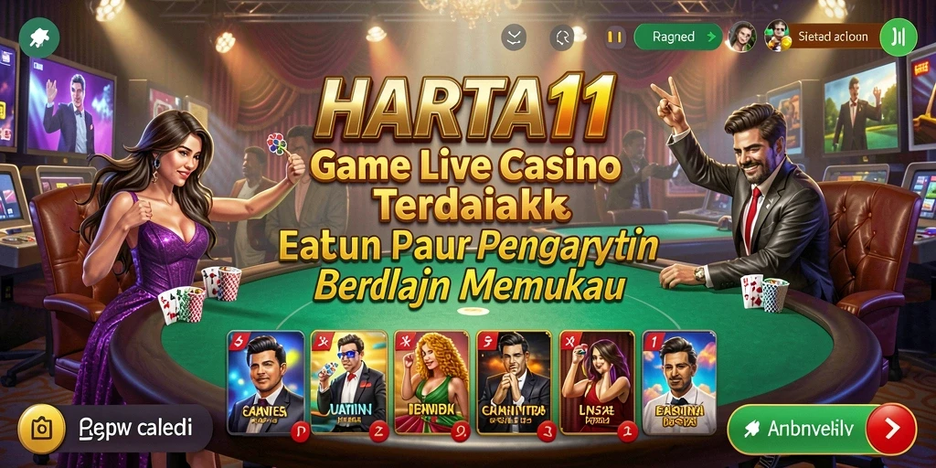Tampilan screenshot HARTA11 menunjukkan dealer profesional dan suasana permainan yang mendebarkan.
