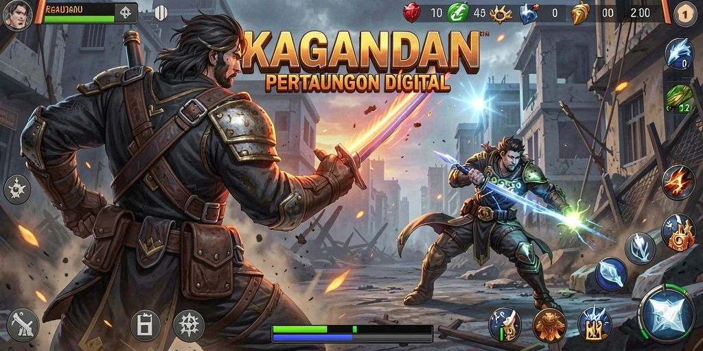 Screenshot menjelaskan aksi pertarungan seru KAGANDAN dengan karakter yang beragam.