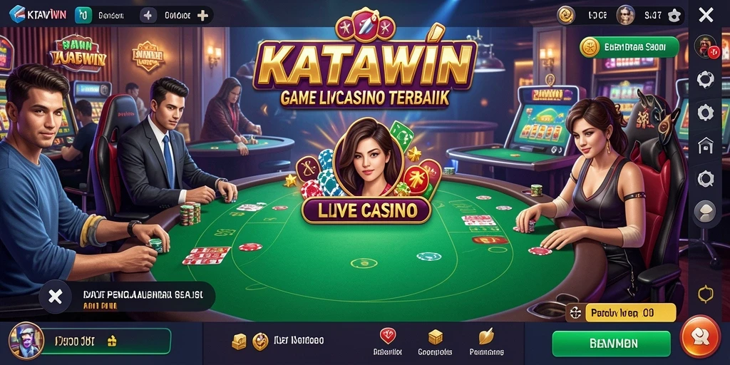 Tampilan gameplay Live Casino seru di KATAWIN dengan dealer langsung.