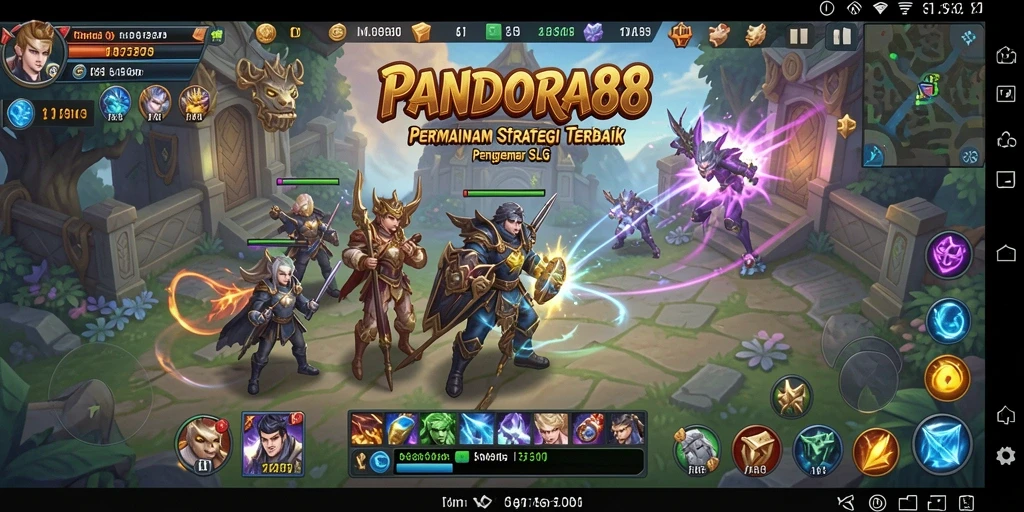 Tangkapan layar PANDORA88 menampilkan pertempuran epik dalam gameplay SLG.