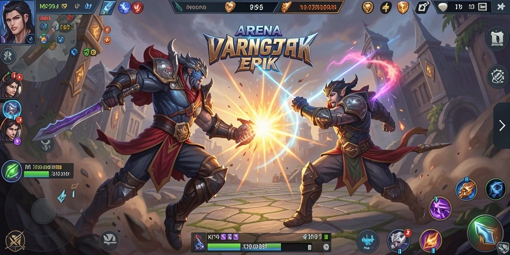 Tampilan aksi seru dalam gameplay MOBA RP99.