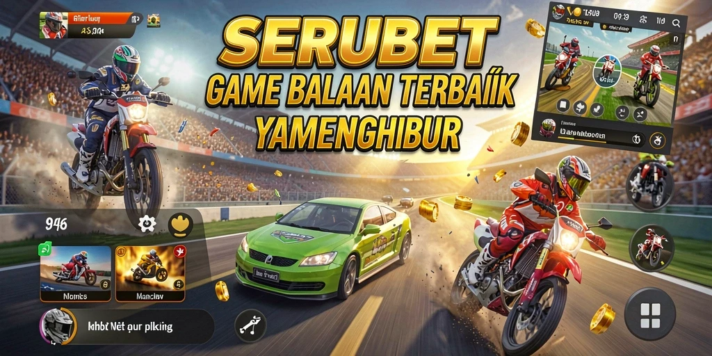 Tampilan seru dari gameplay SERUBET yang penuh aksi balapan.
